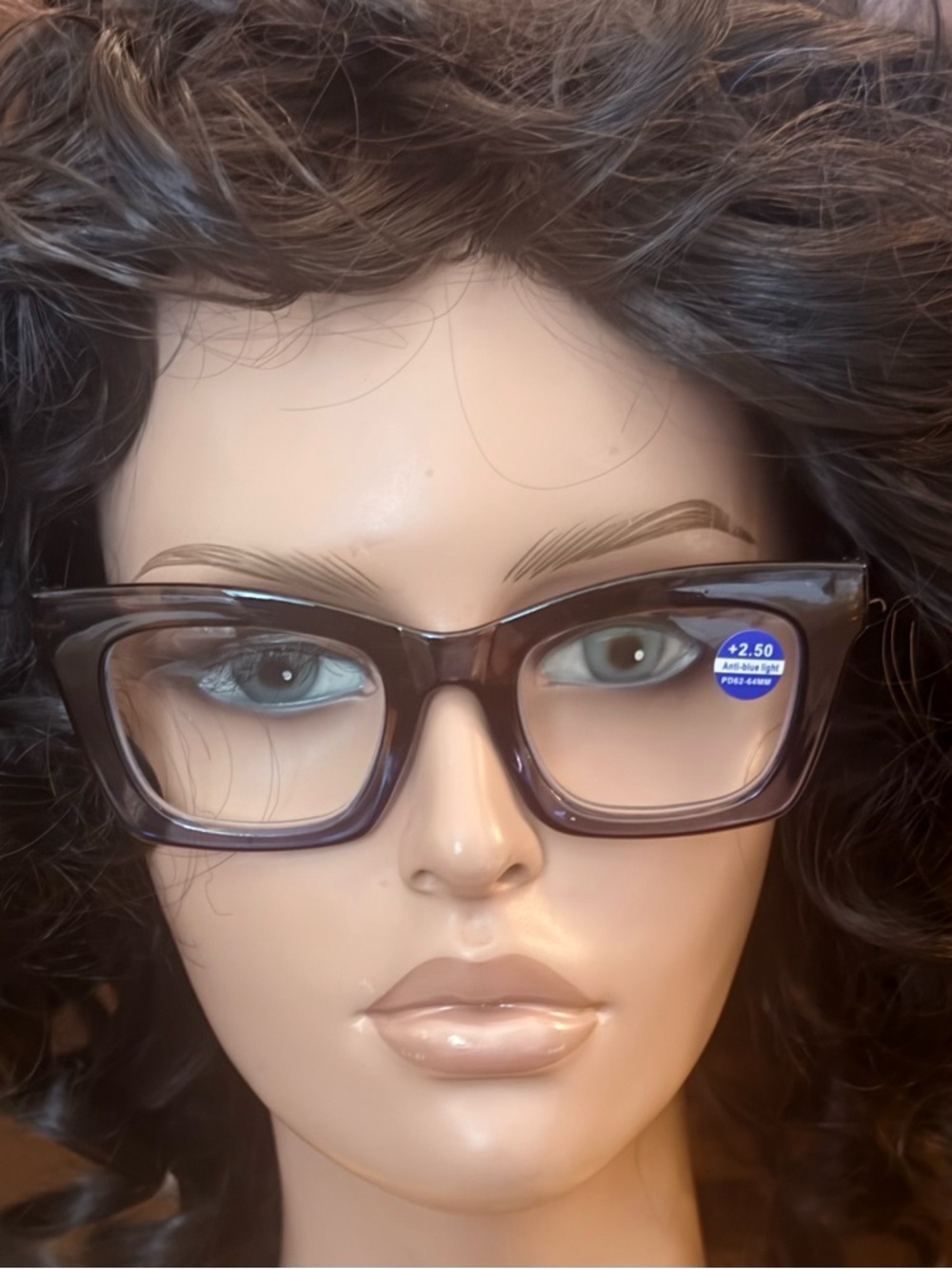 Chic Dark Brown Tortoise /Blue Oversized +2.50 strength reading glasses
